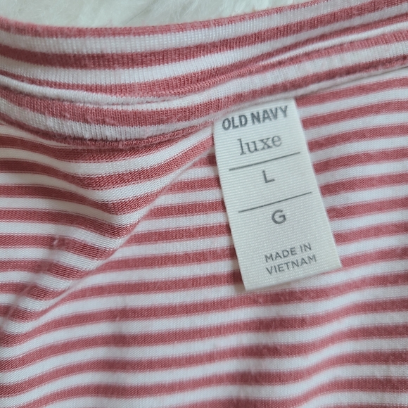 Old Navy Striped Pink And White V-Neck Long Sleeve Top - Picture 13 of 13